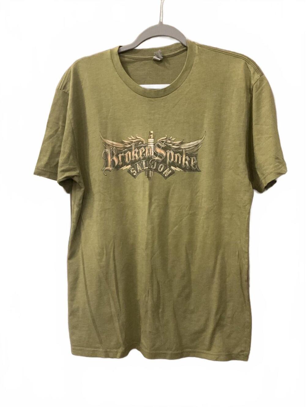 Next Level Apparel Mens Green Short Sleeve Biker Saloon T Shirt Size L